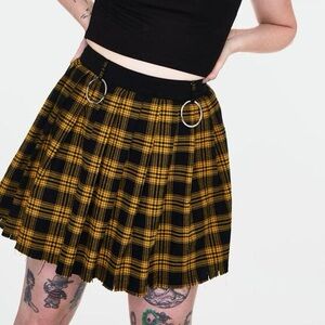 JAWBREAKER Teen Spirit Tartan Plaid Mini Skirt Raw Hem O Ring Yellow Black XXL
